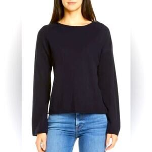 VINCE Rolled Edge Wool & Cashmere Hooded Sweater Soft Lightweight